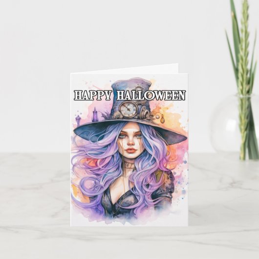 Die Hexe | Frohe Halloween Karte (Vorderseite)
