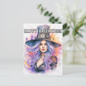 Die Hexe | Frohe Halloween Postkarte (Stehend Vorderseite)