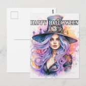 Die Hexe | Frohe Halloween Postkarte (Vorne/Hinten)