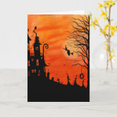 Die Hexe-Haus-Halloween-Karte Karte (Gelbe Blume)