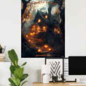 Die Hexe-Hütte Halloween mit leuchtenden Jacken Poster (Heimbüro)