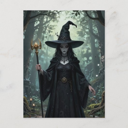 Die Hexe im Wald Postkarte (Vorderseite)