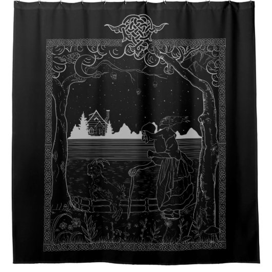 Die Hexe im Wald: Unerzählte Folktale Duschvorhang (Vorderseite)