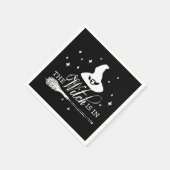 Die Hexe ist da | Halloween-Hexenhut Schwarz Serviette (Ecke)