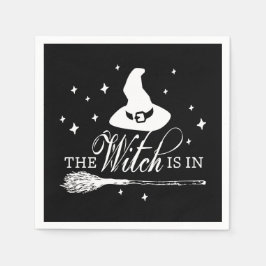 Die Hexe ist drin, Halloween-Hexe, schwarzes Thema Serviette
