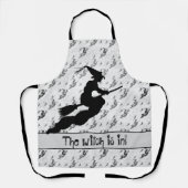 'Die Hexe ist in' Halloween Hexengrau Schürze (Vorderseite)