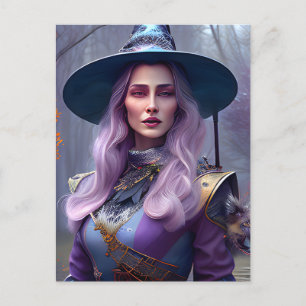 Die Hexe mit Lila Haar Postkarte