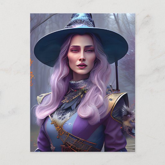Die Hexe mit Lila Haar Postkarte (Vorderseite)