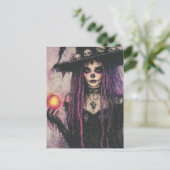 Die Hexe mit Magie in ihrer Hand Postkarte (Stehend Vorderseite)