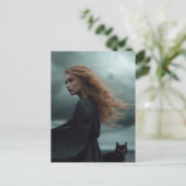 Die Hexe und ihre Katze Postkarte (Stehend Vorderseite)
