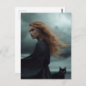 Die Hexe und ihre Katze Postkarte (Vorne/Hinten)