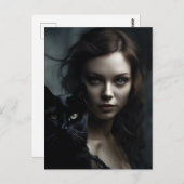 Die Hexe und ihre schwarze Katze Postkarte (Vorne/Hinten)