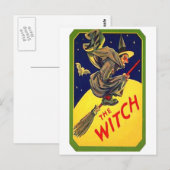 Die Hexe Vintag Halloween Postkarte (Vorne/Hinten)
