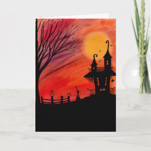 Die Hexen-Hütte Halloween-Karte Karte