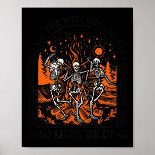 Die Hexen verbrennen Halloween-Skelett tanzt Poster