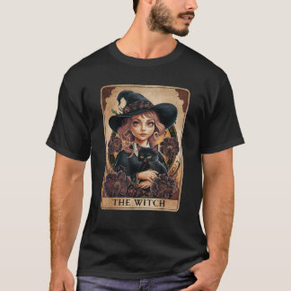 Die Hexenkarte der gotischen Hexenkatze Vibes Blac T-Shirt