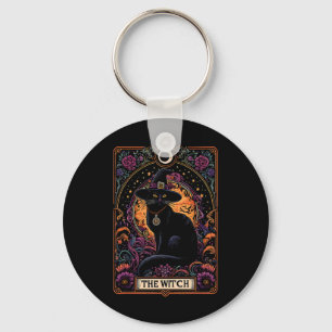 Die Hexenkatze Tarotkarte Halloween Vintage Gothic Schlüsselanhänger
