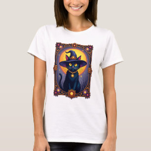 Die Hexenkatze Tarotkarte Halloween Vintage Gothic T-Shirt