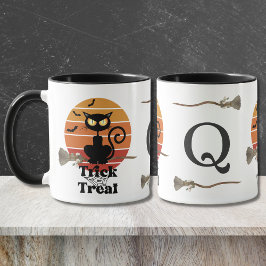 Die Hexenkatze-Trick- oder Treatabenteuer-Monogram Tasse
