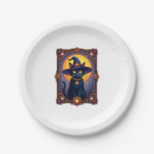 Die Hexenkkatze Tarot Card Halloween Vintag Gothic Pappteller