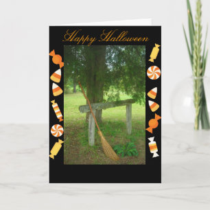 Die Hexenpfosten-Halloween-Grußkarte Karte