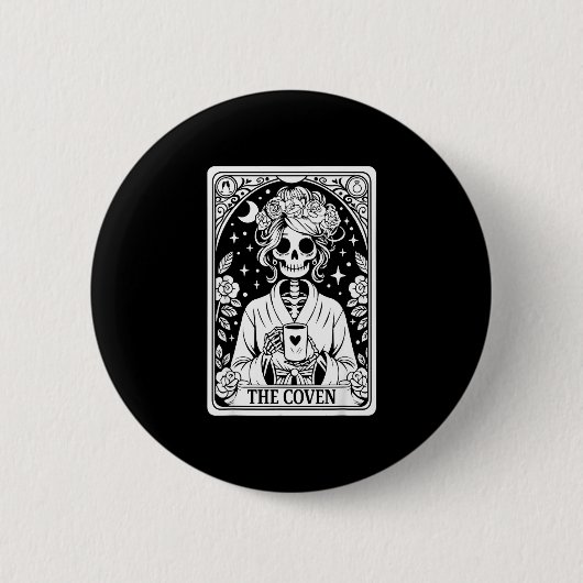 Die Hexenzunft Skelett Hochzeit Junggesellinnenabs Button (Vorderseite)