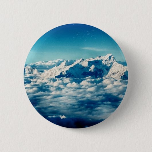Die Himalaya-Berge in Wolken Blauer Himmel Button (Vorderseite)