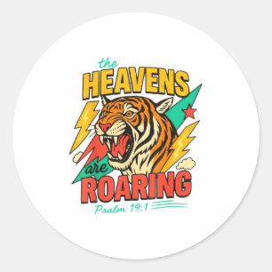 Die Himmel Brüllen Psalm 19_1 Tiger Christlich Runder Aufkleber