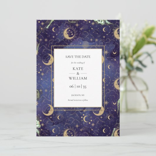 Die Himmelfahrt auf der Mondhochzeit Save The Date (Stehend Vorderseite)