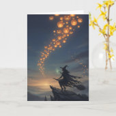 Die Himmelsleuchten der Halloween-Hexe Karte (Gelbe Blume)