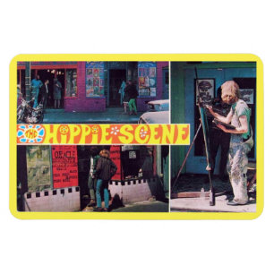 Die Hippie-Szene Vintage-Postkarte Magnet