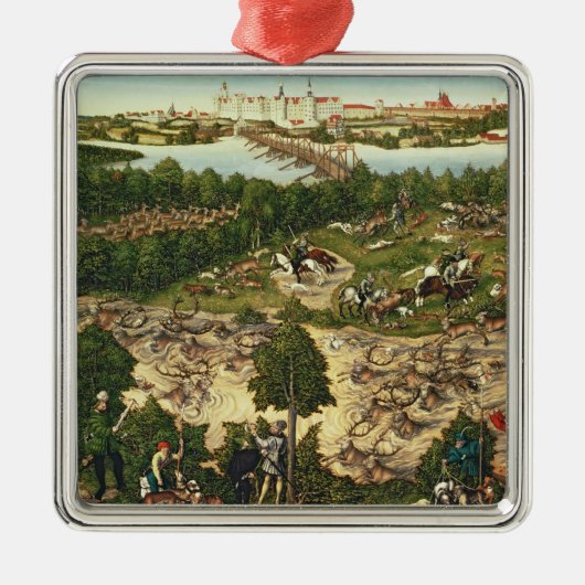 Die Hirsch-Jagd Silbernes Ornament (Vorne)