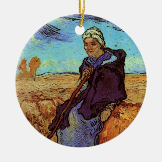 Die Hirtin (nach Millet) von Vincent van Gogh Keramikornament (Vorne)