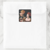 Die Hitze mit dem As der Diamanten Quadratischer Aufkleber (Tasche)