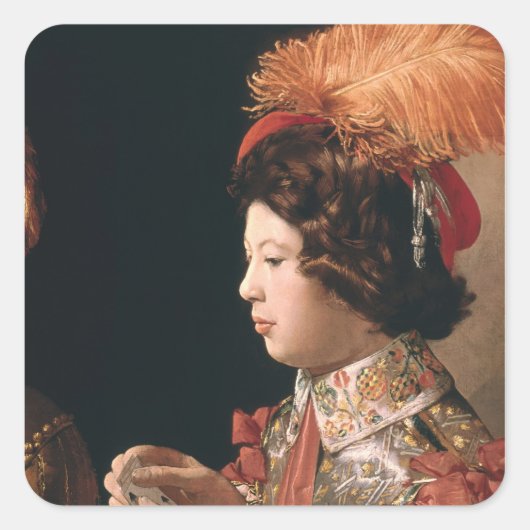 Die Hitze mit dem As der Diamanten Quadratischer Aufkleber (Vorderseite)