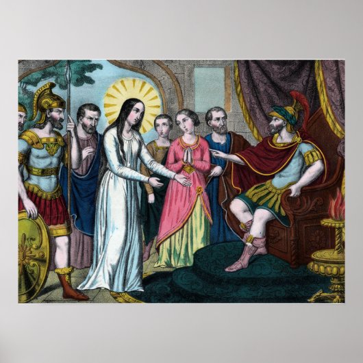 Die Hl. Philomena wird vor Kaiser Diokletian angek Poster (Vorne)