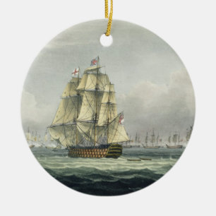 Die HMS Victory, die für die französische Linie Keramikornament