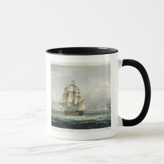 Die HMS Victory, die für die französische Linie Tasse (Rechts)
