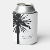 Die Hochzeit am Strand mit schwarz-weißen Palmen k Dosenkühler (Kanne Rückseite)