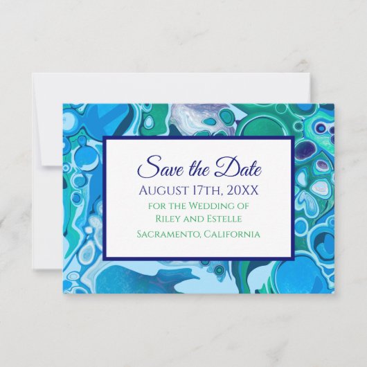 Die Hochzeit aus blauem und grünem Marmor speicher RSVP Karte (Vorderseite)