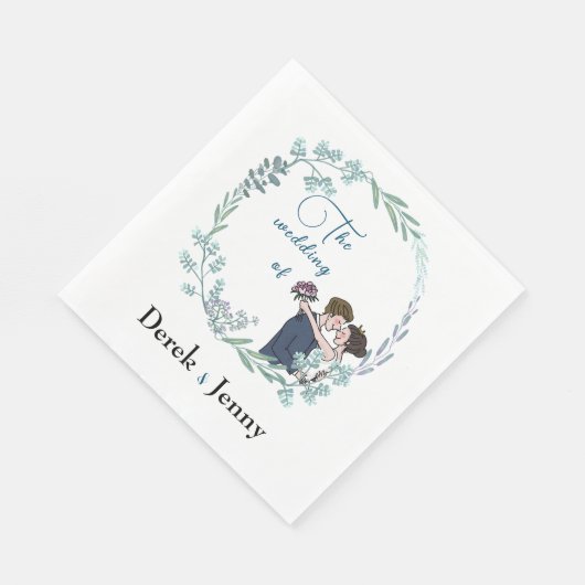 Die Hochzeit blauer Liebhaber Serviette (Ecke)