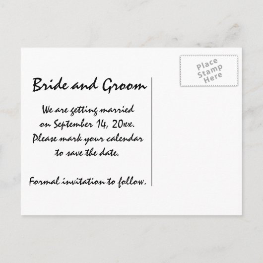 Die Hochzeit der Beach Lounge rettet das Datum Ankündigungspostkarte (Rückseite)