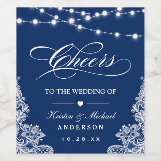 Die Hochzeit der blauen Saitenleuchten der Marine Weinetikett (Einzelnes Label)