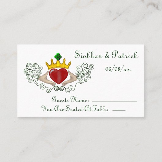 Die Hochzeit der Claddagh-Platzierungskarten (Voll Platzkarte (Vorderseite)