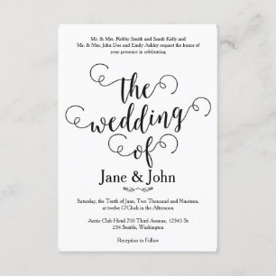 Die Hochzeit der einfachen Einladung zur Hochzeit