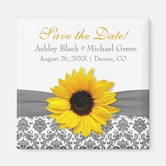 Die Hochzeit der Grauen Damaske Gelben Sonnenblume Magnet (Vorne)