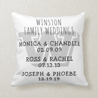 Die Hochzeit der Kinder datiert mit Monogramm Kissen