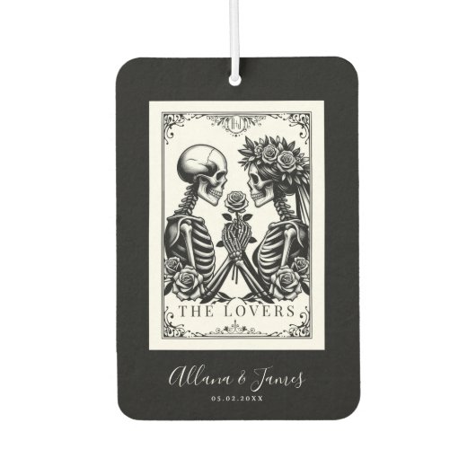 Die Hochzeit der Lovers Tarot Card Skelettons Mono Autolufterfrischer (Vorderseite)
