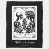 Die Hochzeit der Lovers Tarot Card Skelettons Mono Fleecedecke (Vorderseite)