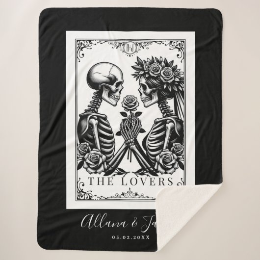 Die Hochzeit der Lovers Tarot Card Skelettons Mono Sherpadecke (Vorderseite)